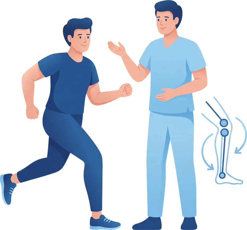 Fisioterapista che guida un paziente in esercizi funzionali per il ginocchio